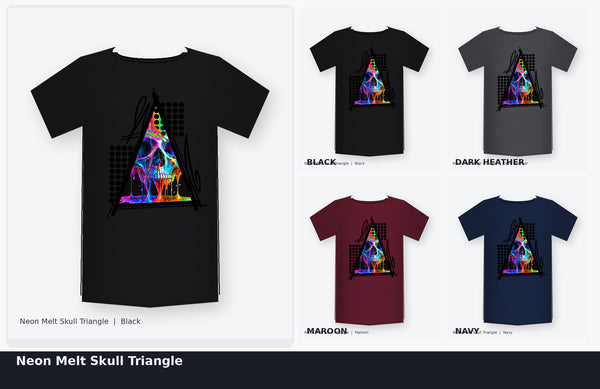 Neon Melt Skull Triangle Rainbow Graphic T-Shirt