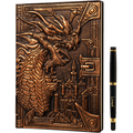 Bronze Dragon 3D Embossed Faux-Leather A5 Journal with Pen
