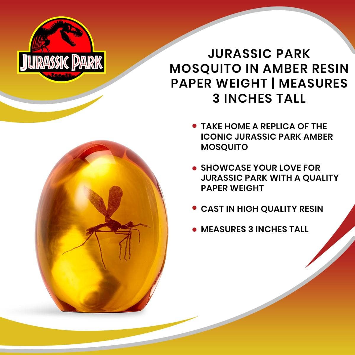 Jurassic Park Mosquito in Amber Resin Prop Replica