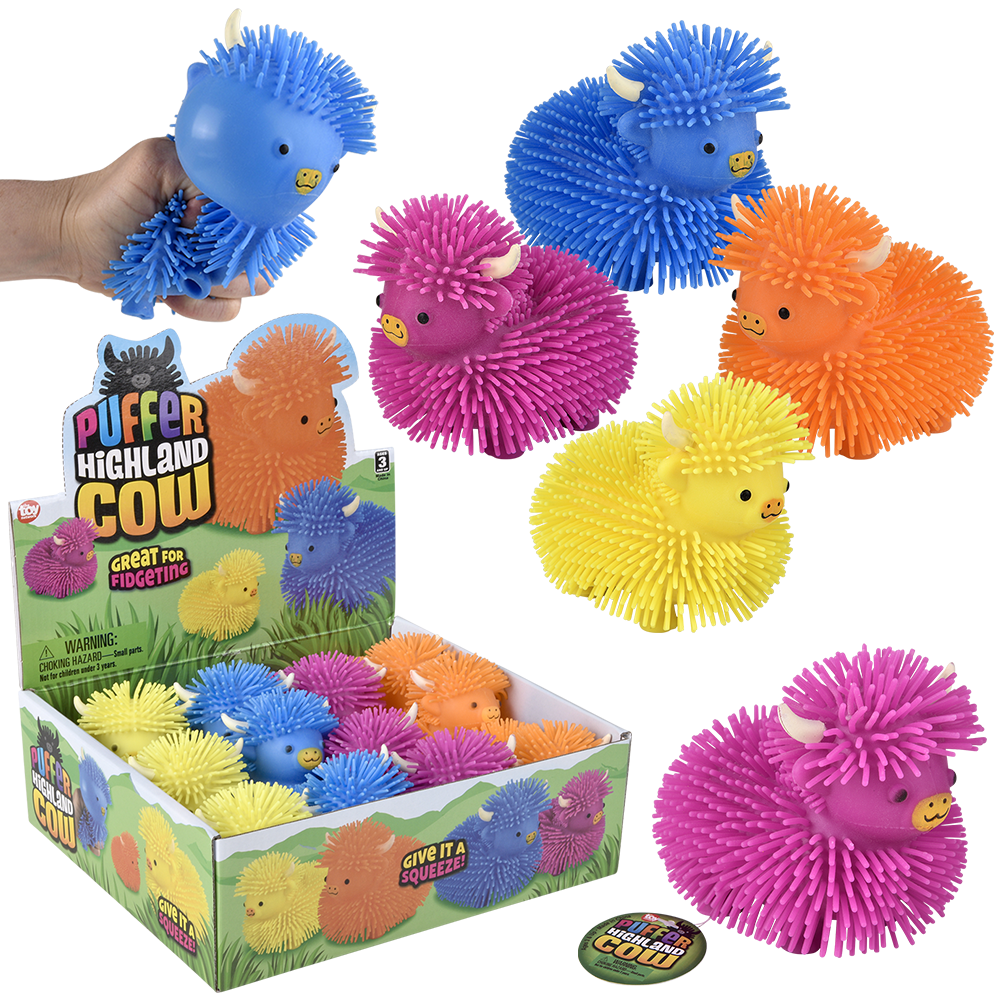 (T) 4" HIGHLAND COW PUFFER-ASSORTED COLORS