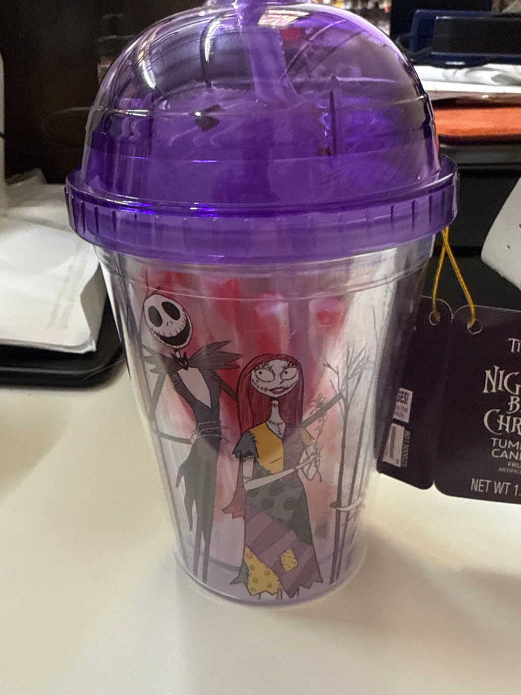 Nightmare before Christmas tumbler with candy sticks