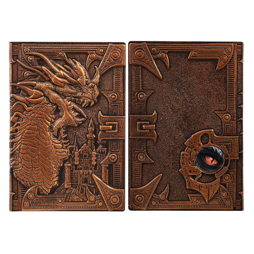 Bronze Dragon 3D Embossed Faux-Leather A5 Journal with Pen