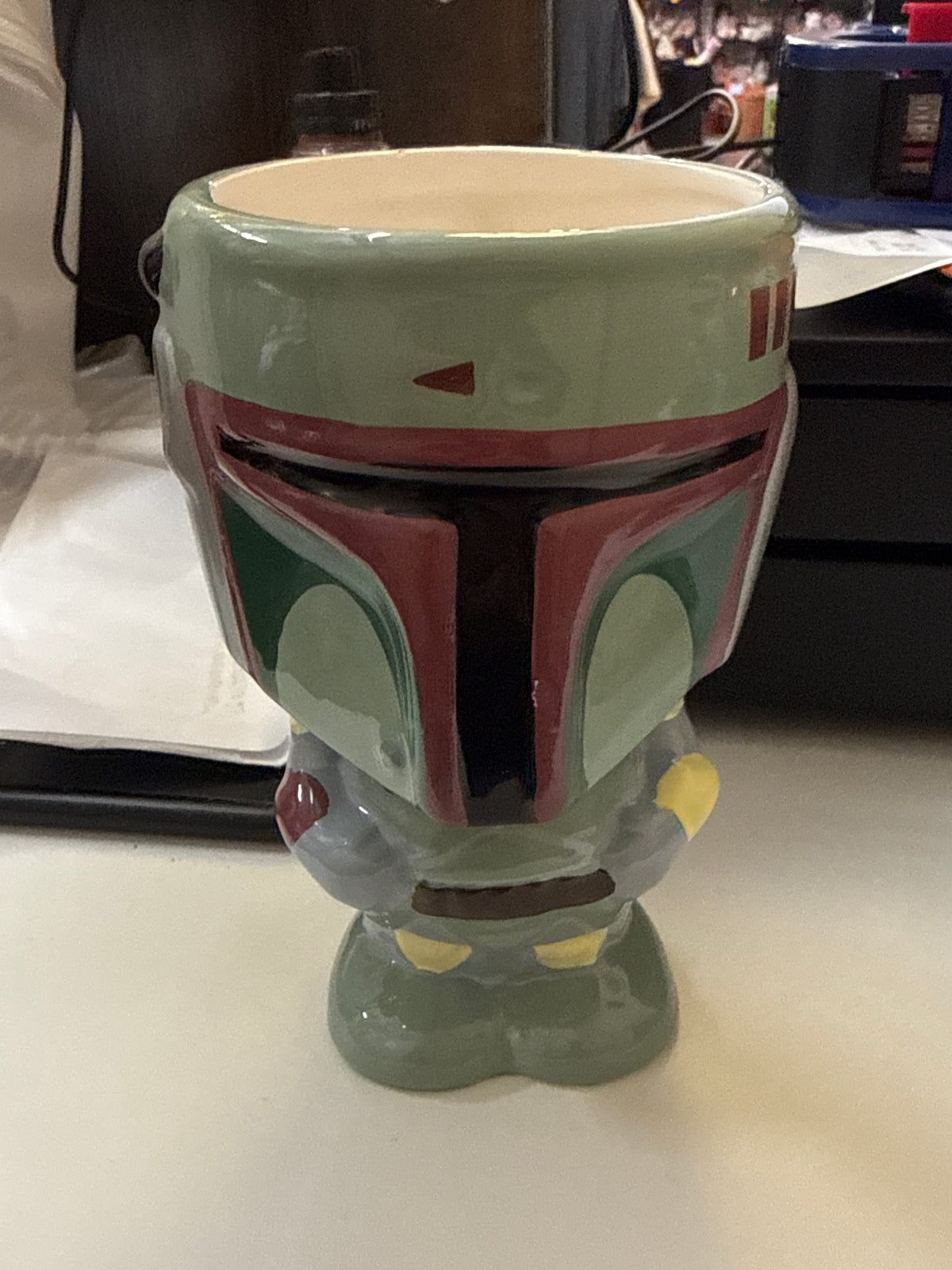 Disney Galerie Star Wars Boba Fett Figure Ceramic Goblet Mug Cup Large 6”