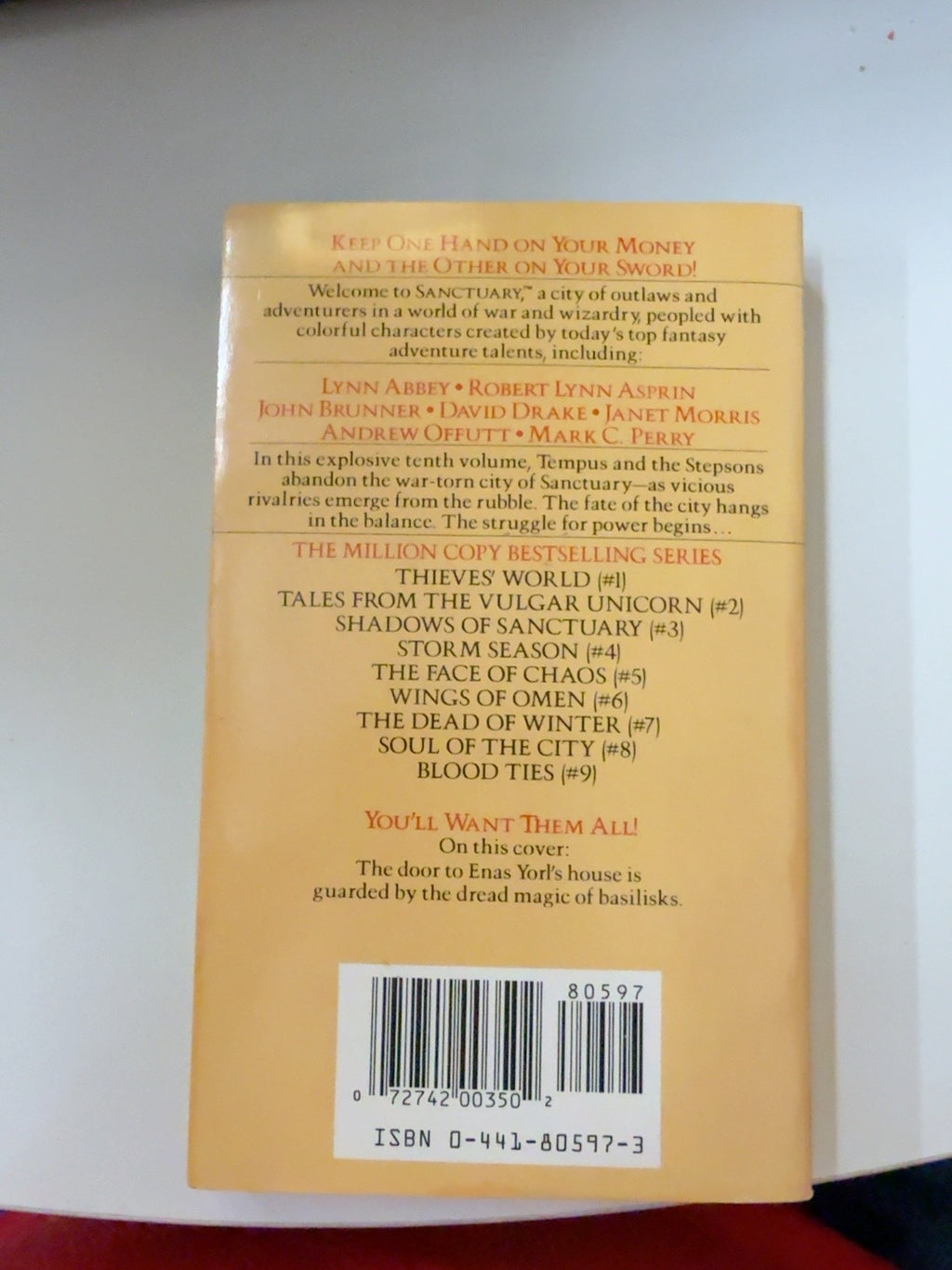 Aftermath Thieves' World Book 10 back cover and ISBN