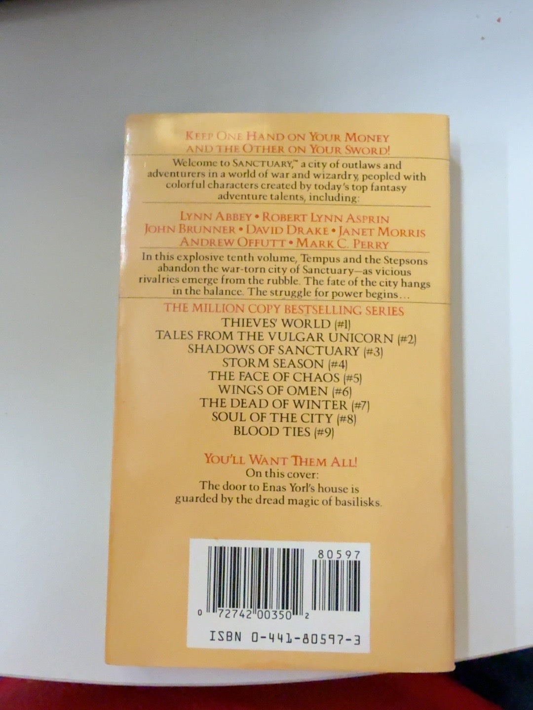 Aftermath Thieves' World Book 10 back cover and ISBN