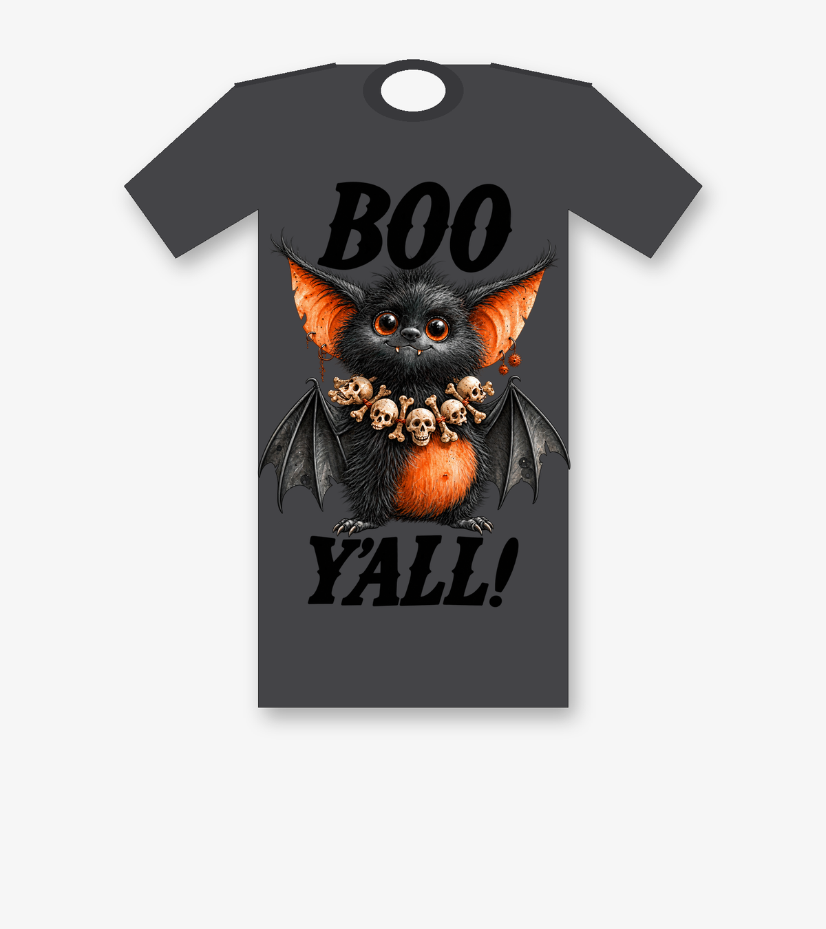 BOO Y'ALL Halloween bat T-shirt - Dark Heather