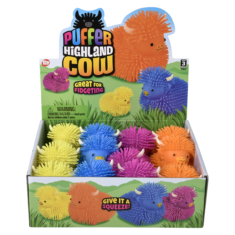 (T) 4" HIGHLAND COW PUFFER-ASSORTED COLORS