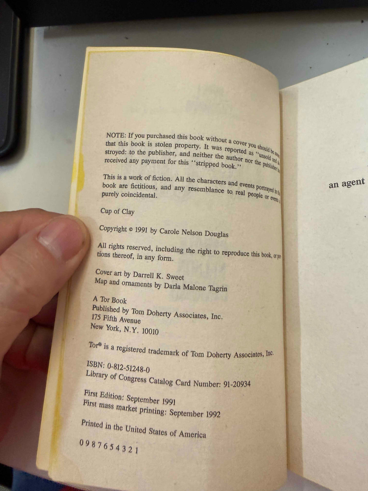 September 1992 first mass-market printing on copyright page