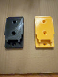 Black and yellow compact PETG tool mounts compatible with DEWALT 20V MAX-style tools, front view