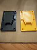Black and yellow PETG single battery mounts compatible with DEWALT 20V MAX-style batteries, front view