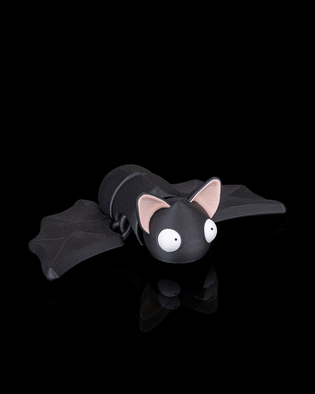 Dozy Bat articulated 3D printed flexi bat angled front view