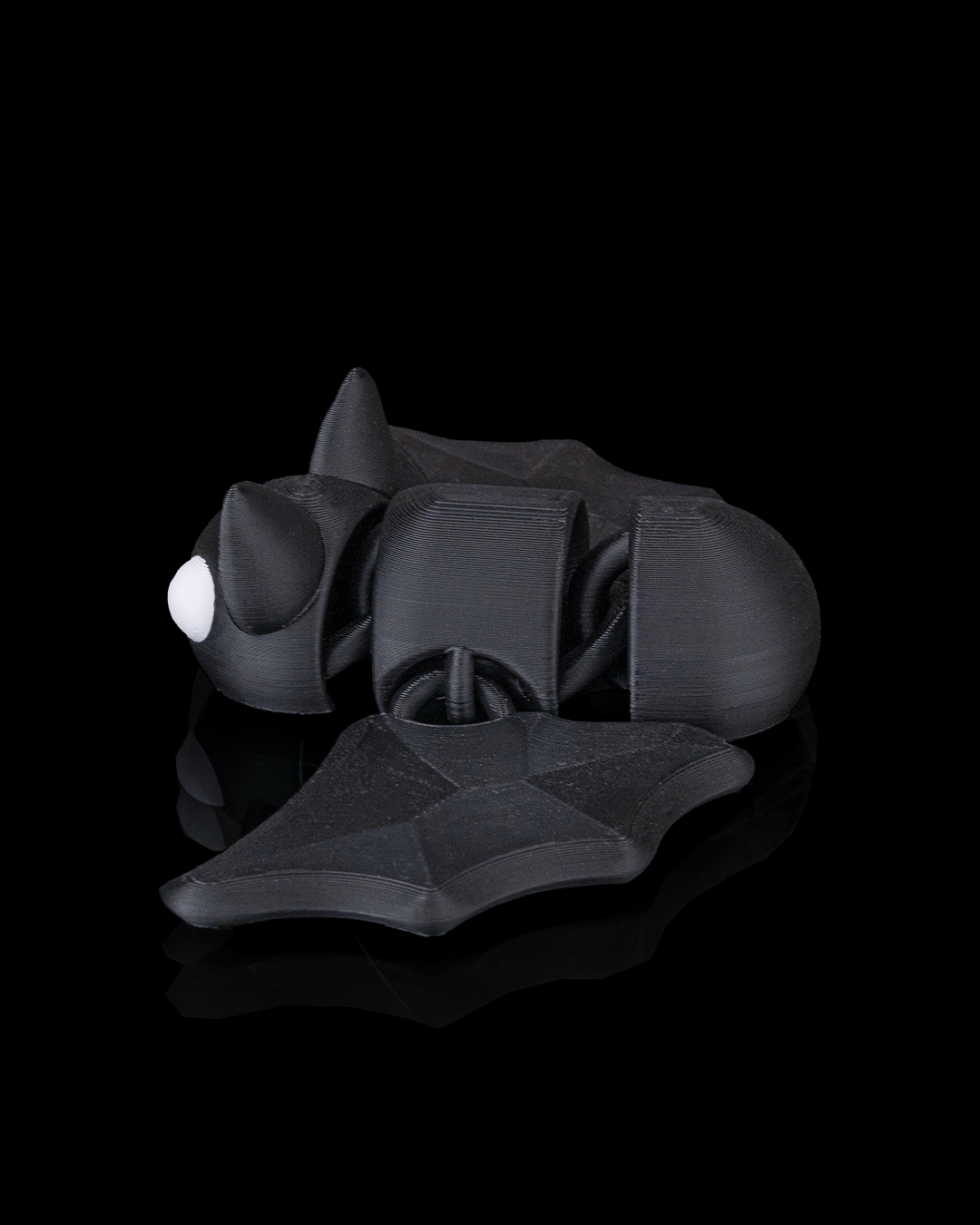 Dozy Bat articulated 3D printed flexi bat folded side view