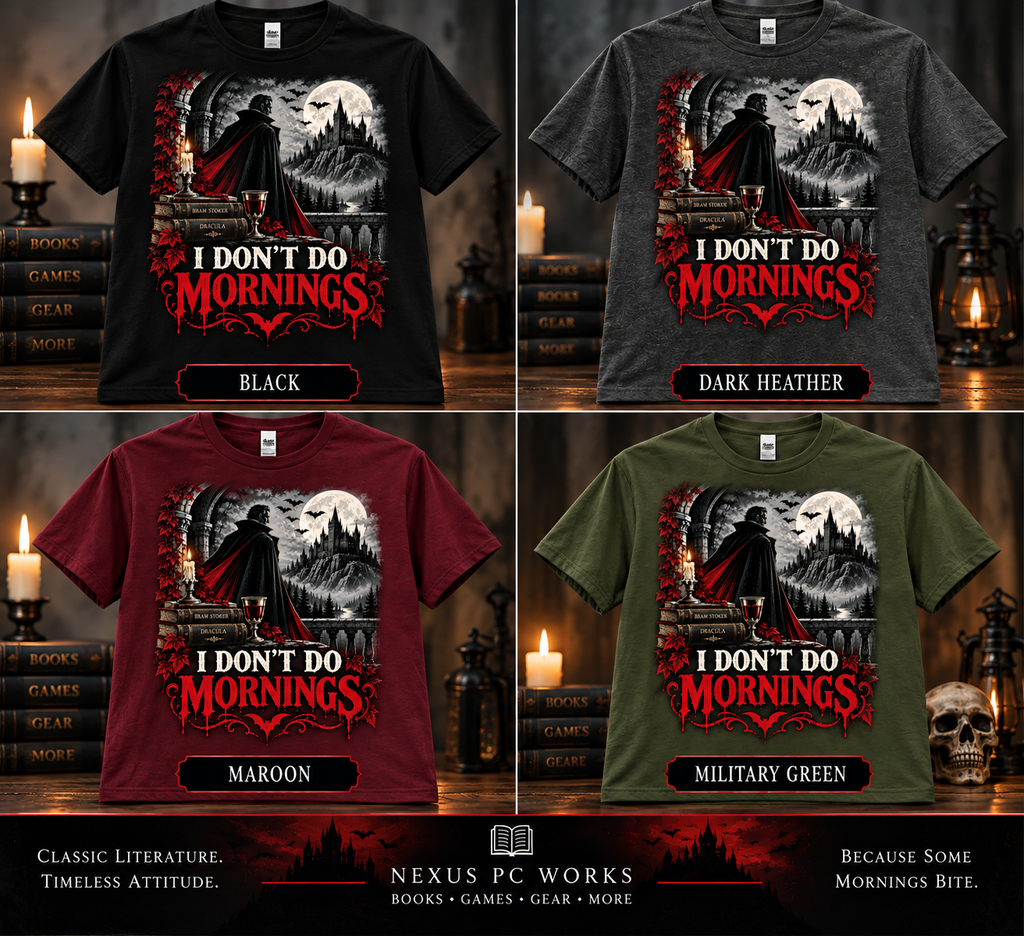 I Don't Do Mornings Dracula T-shirt color options