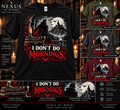 I Don't Do Mornings Dracula T-shirt promotional collage