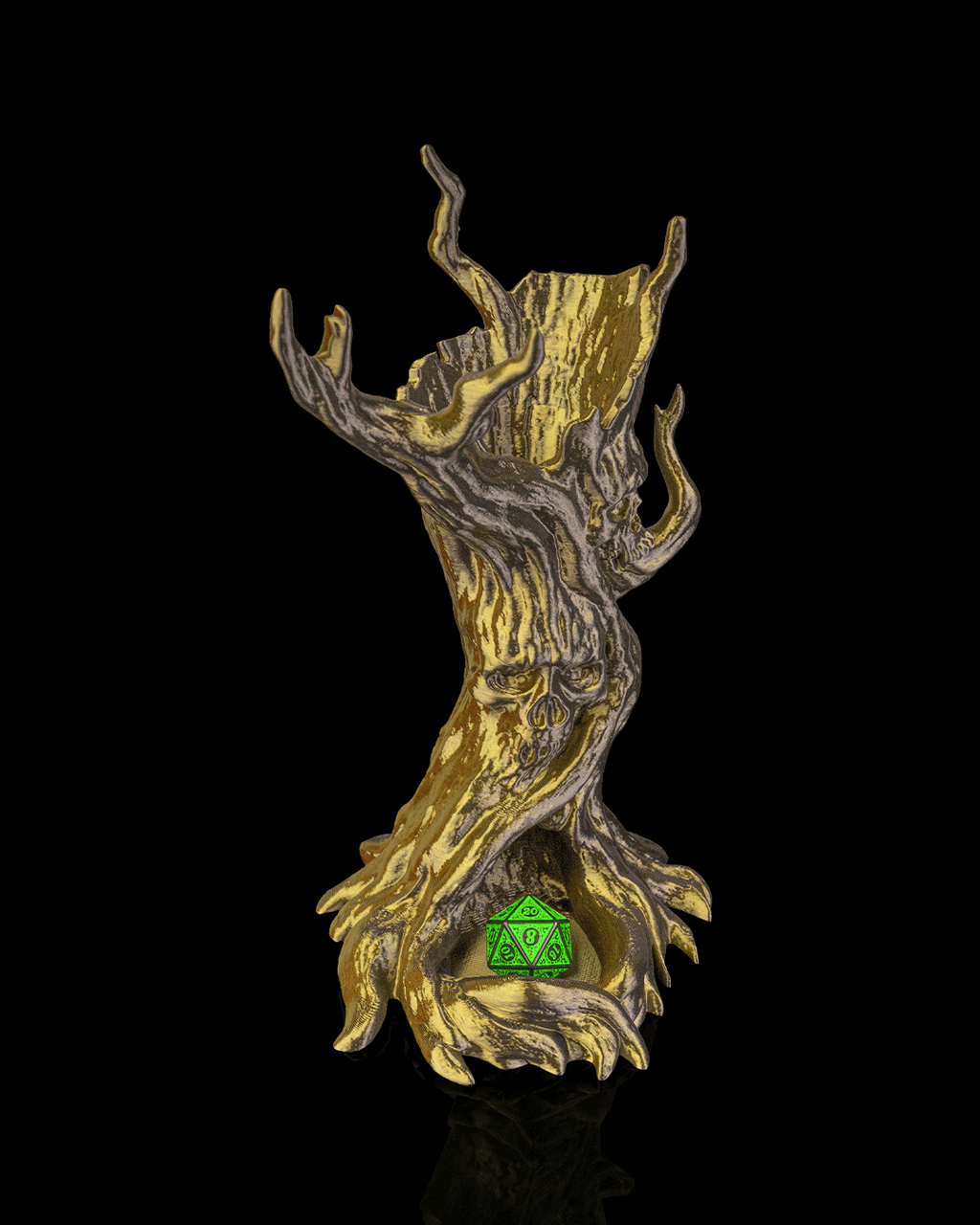 The Dreadwood dice tower front view with D20