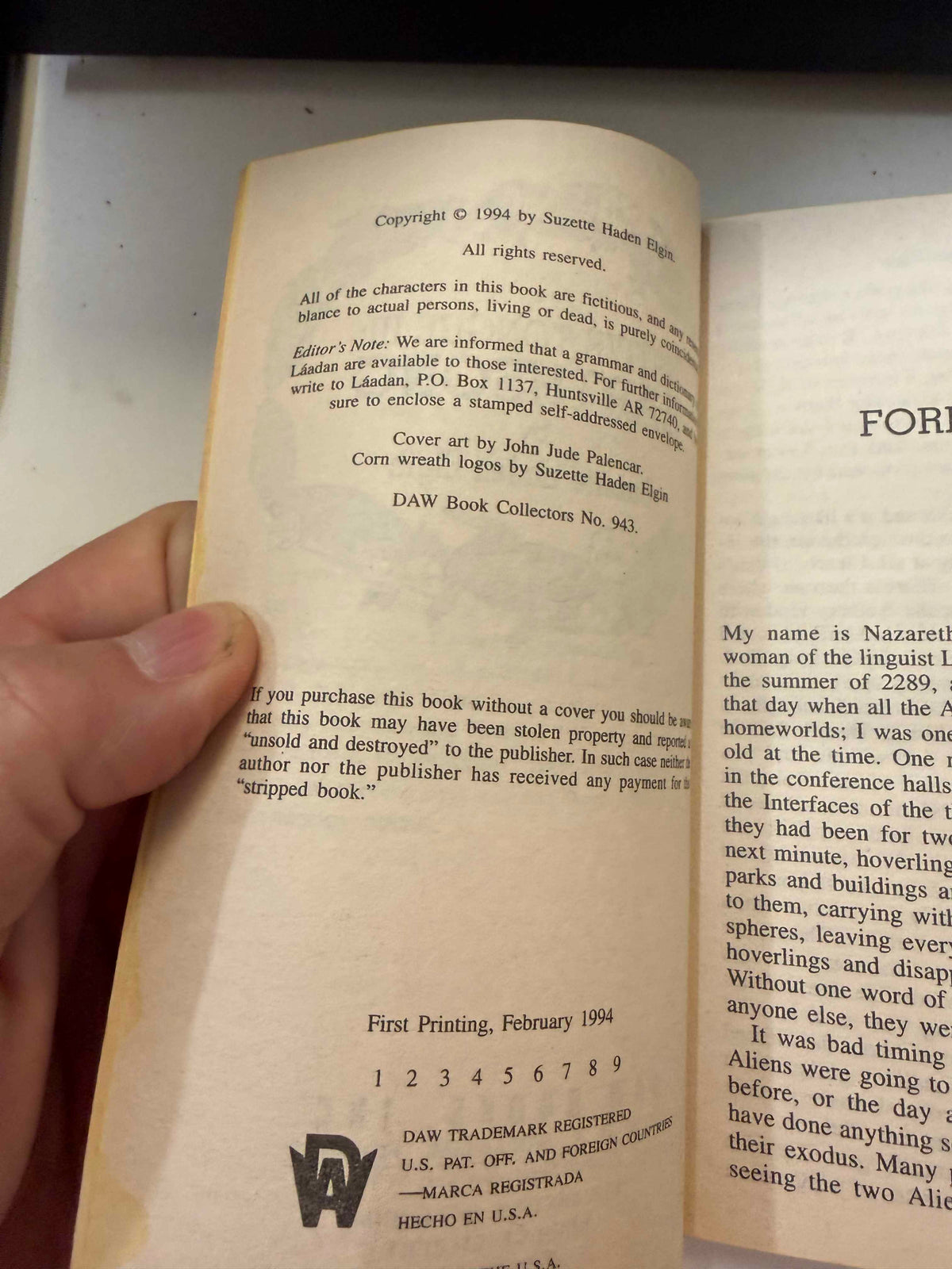 Copyright page with February 1994 first printing