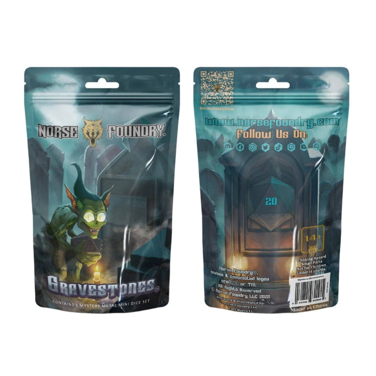 Norse Foundry Mystery Gravestones metal polyhedral dice