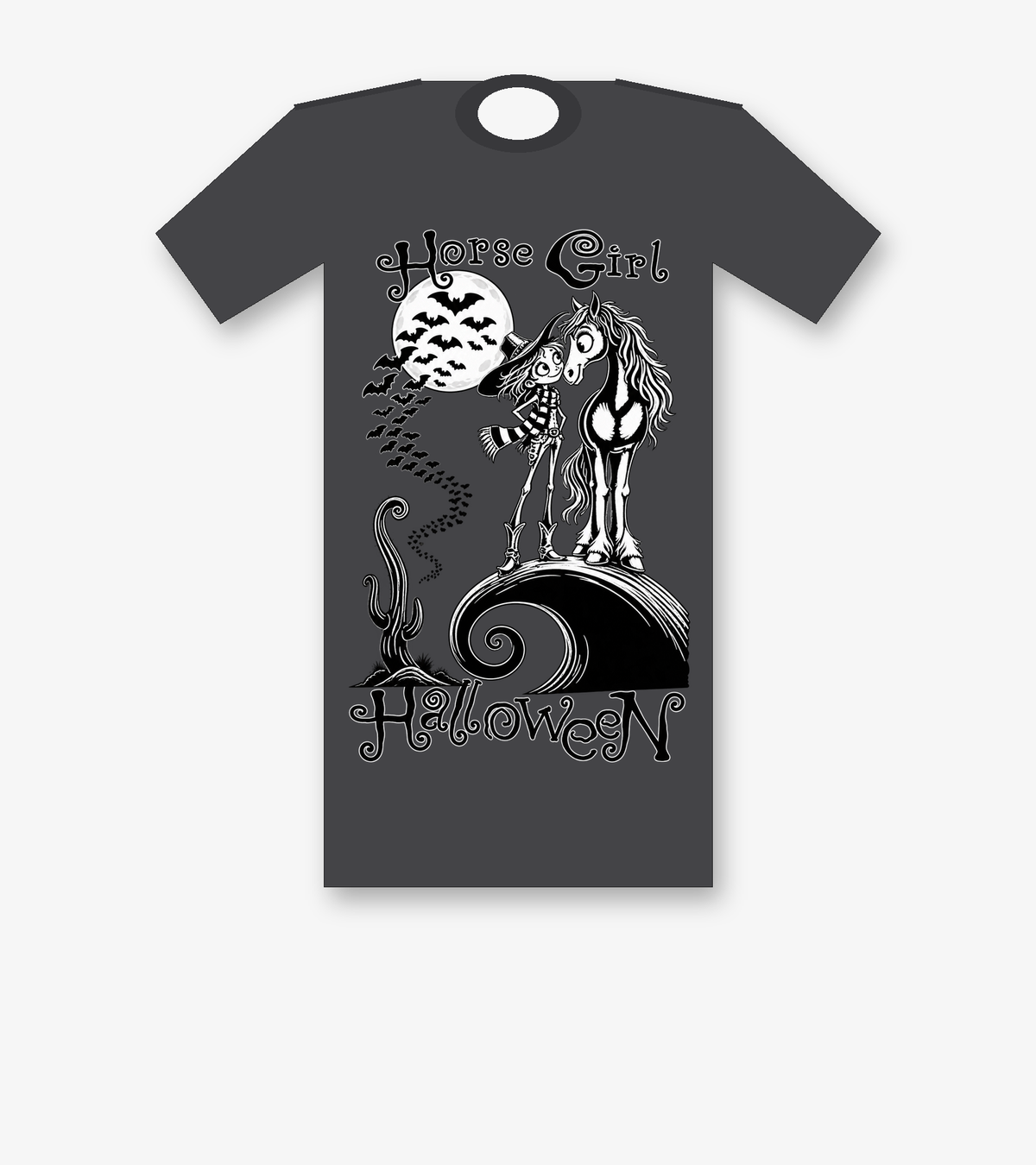Horse Girl Halloween gothic horse T-shirt - Dark Heather
