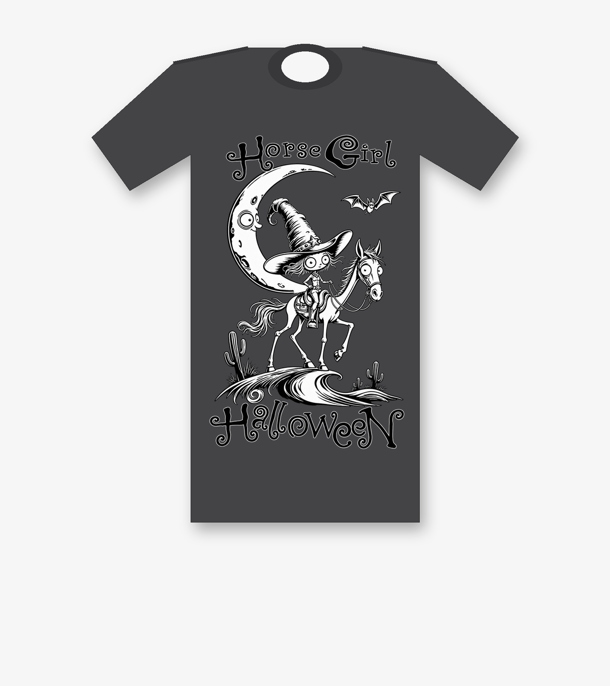 Horse Girl Halloween witch rider T-shirt - Dark Heather