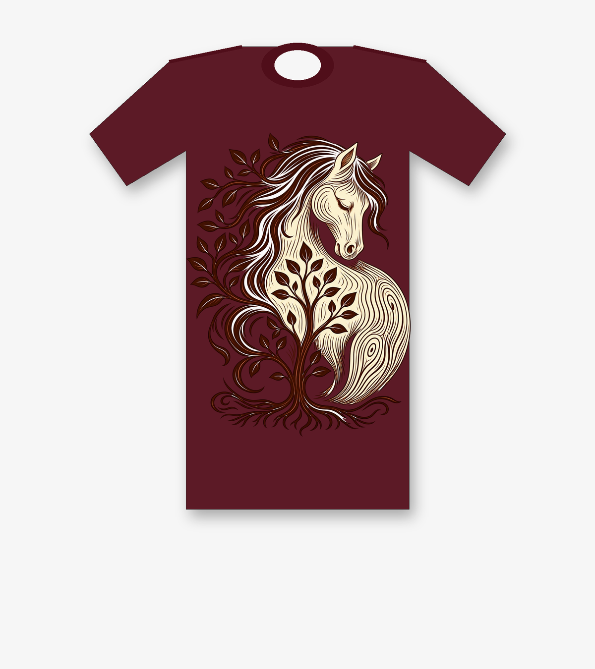 Horse Tree of Life T-shirt - Maroon