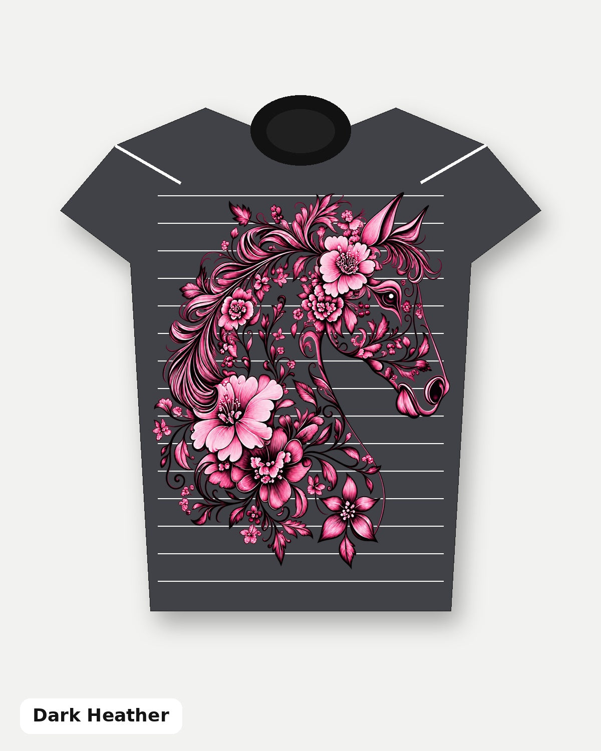 Pink Floral Horse T-Shirt - Dark Heather