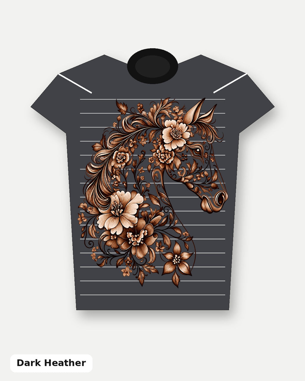 Sepia Floral Horse T-Shirt - Dark Heather