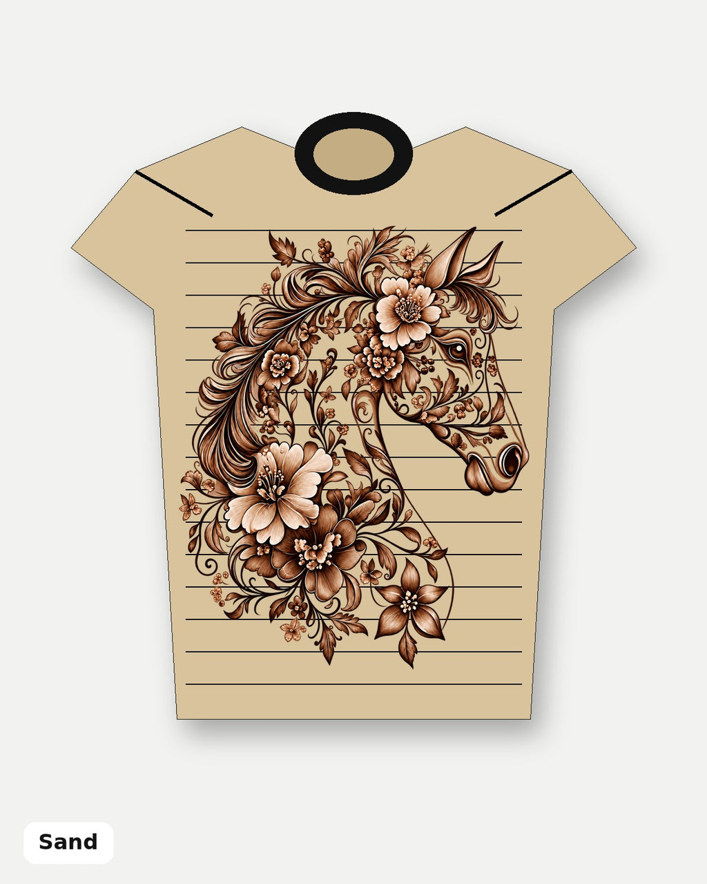 Sepia Floral Horse T-Shirt - Sand