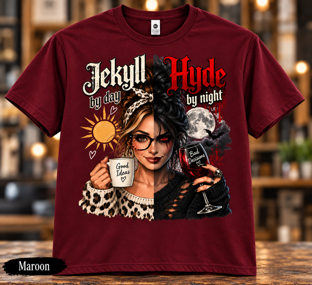 Jekyll by Day Hyde by Night Maroon T-shirt