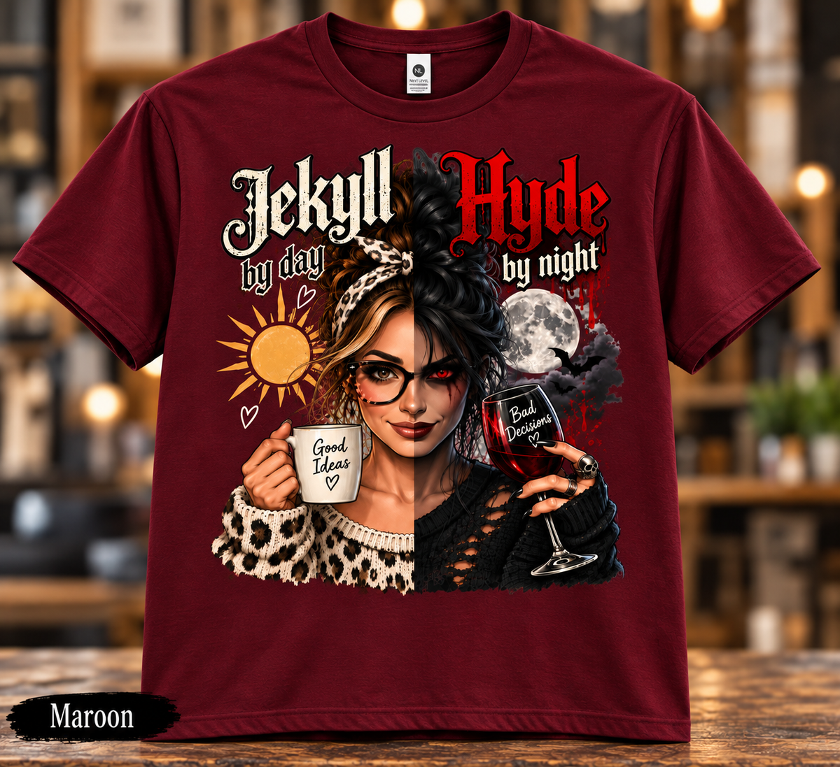 Jekyll by Day Hyde by Night Maroon T-shirt
