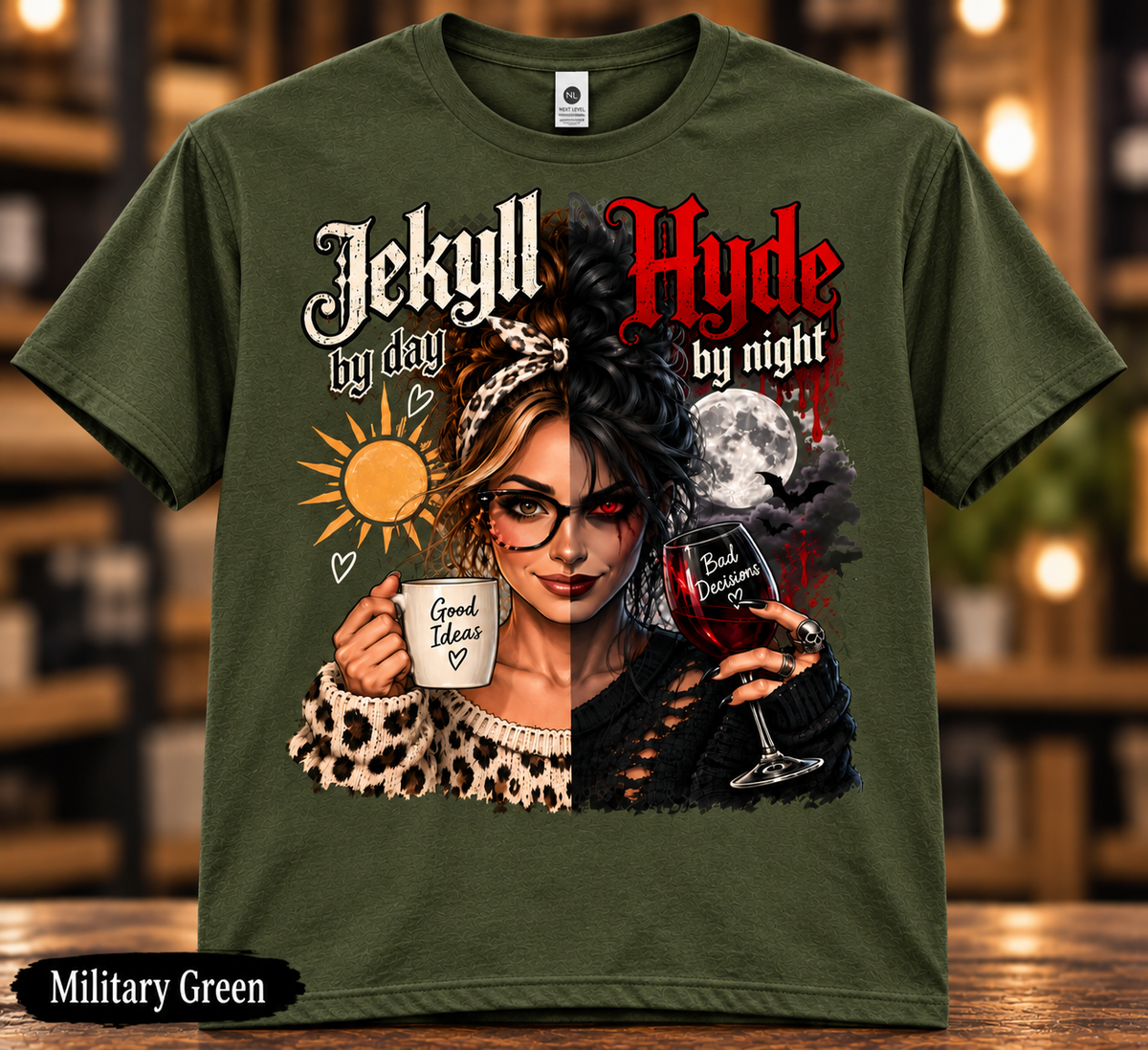 Jekyll by Day Hyde by Night Military Green T-shirt