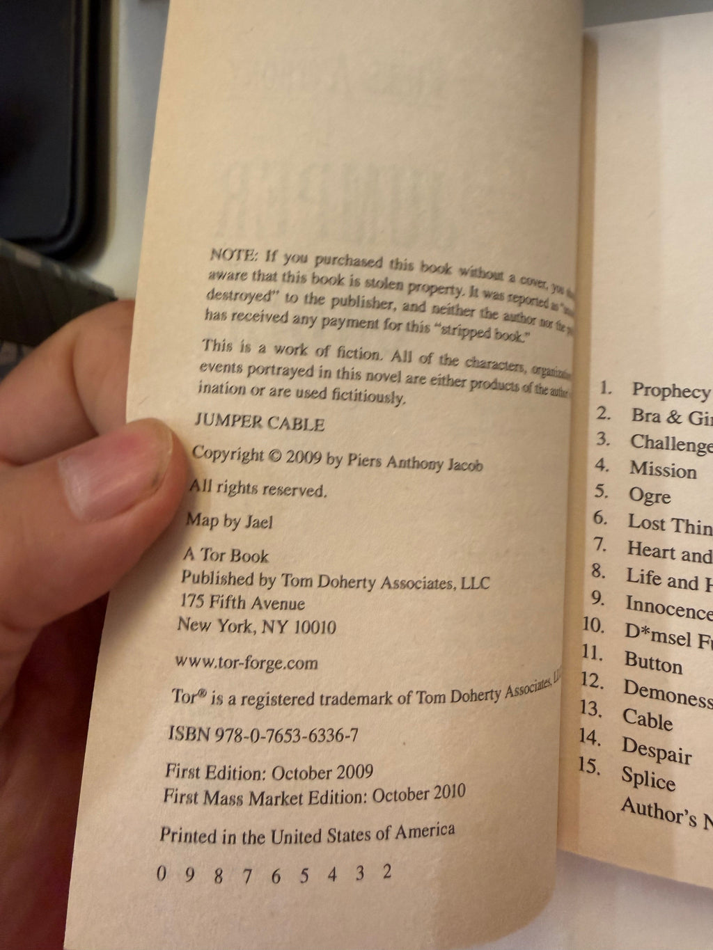 Copyright page October 2010 mass-market edition