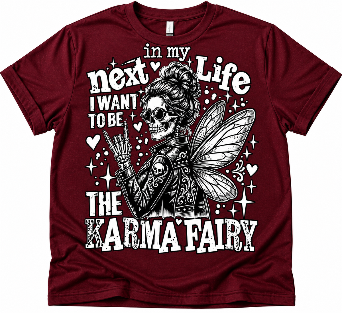 Karma Fairy maroon T-shirt