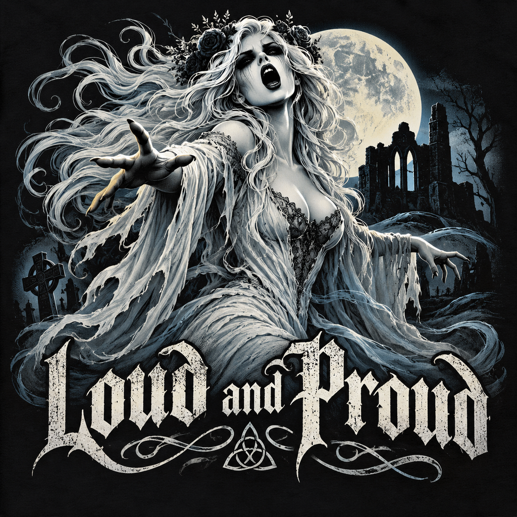 Loud and Proud gothic banshee T-shirt artwork