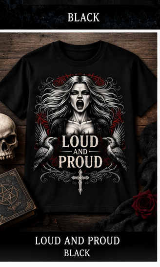 Loud and Proud Banshee black T-shirt mockup