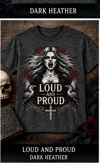Loud and Proud Banshee dark heather T-shirt mockup