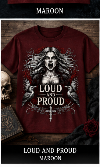 Loud and Proud Banshee maroon T-shirt mockup