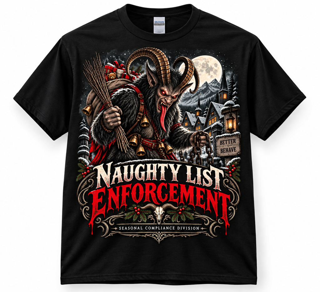 Naughty List Enforcement Black T-shirt