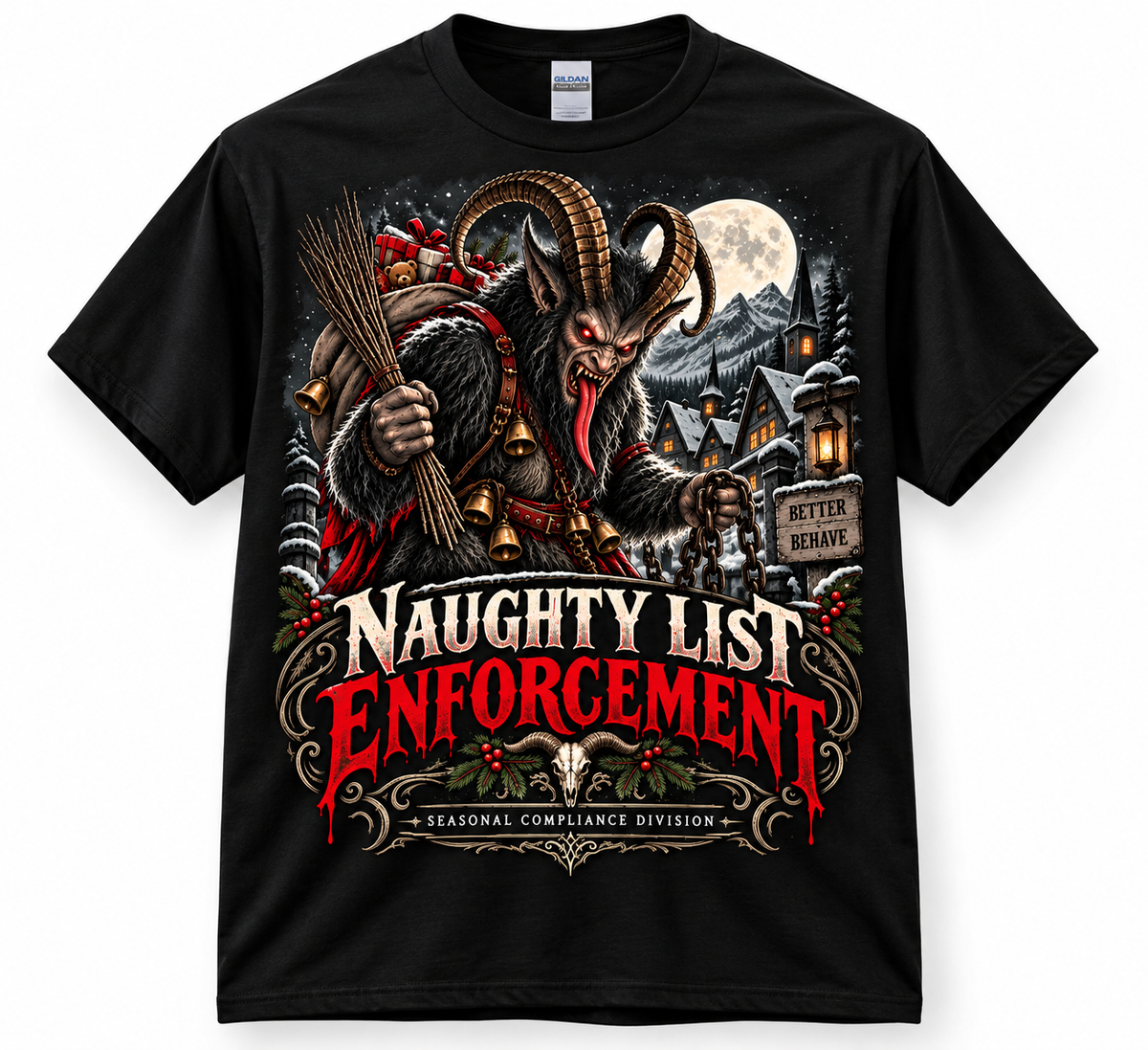 Naughty List Enforcement Black T-shirt