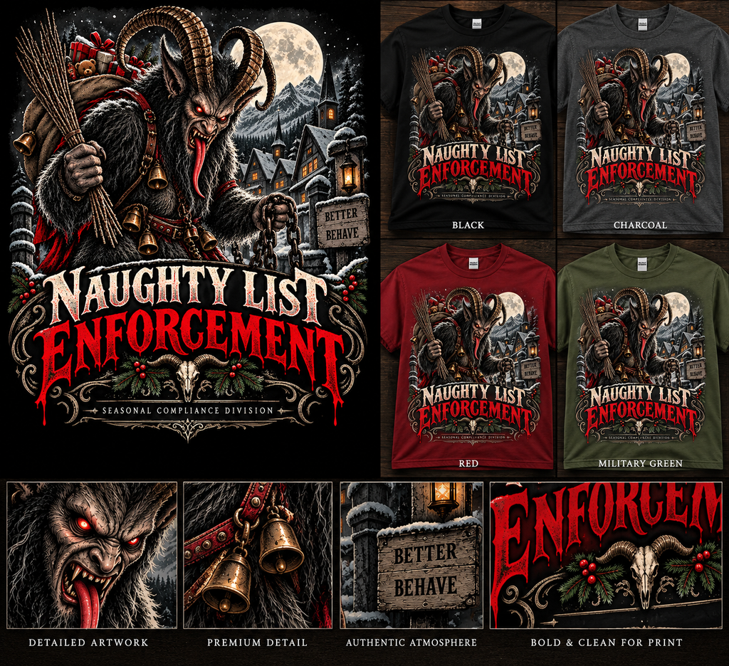 Naughty List Enforcement T-shirt color collage