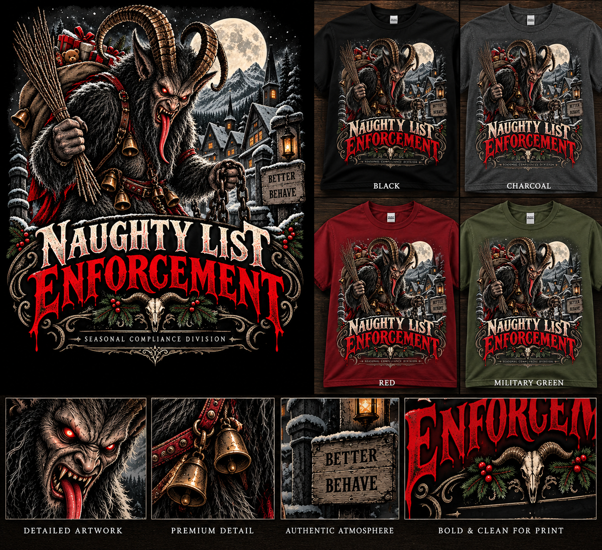 Naughty List Enforcement T-shirt color collage
