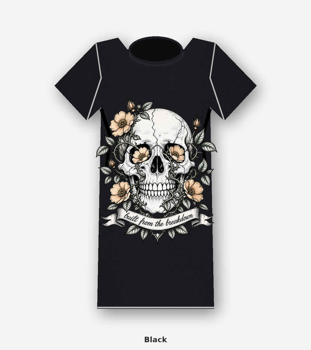 Built from the Breakdown Floral Skull Graphic T-Shirt in Black