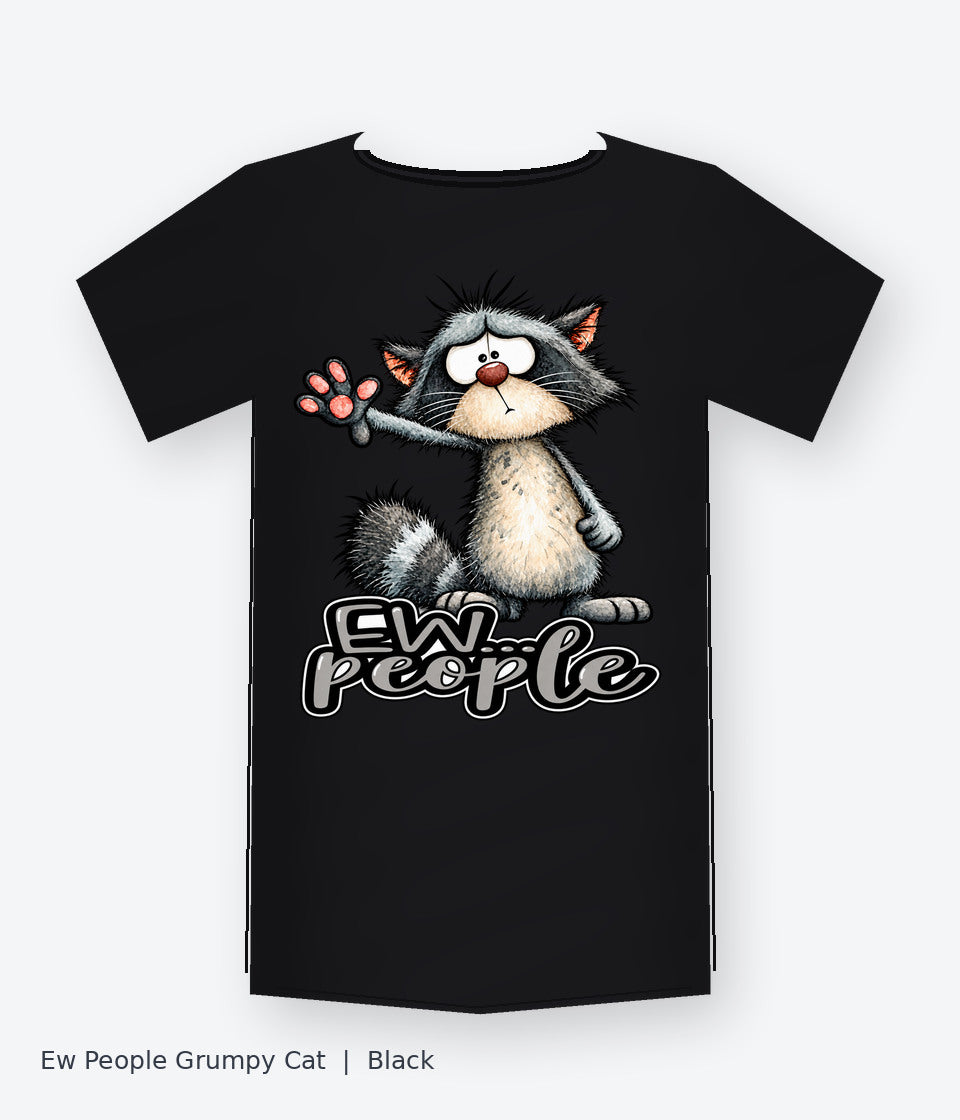 Ew People Grumpy Cat on black T-shirt