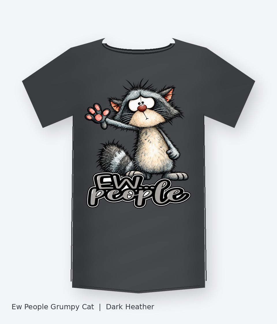 Ew People Grumpy Cat on dark heather T-shirt