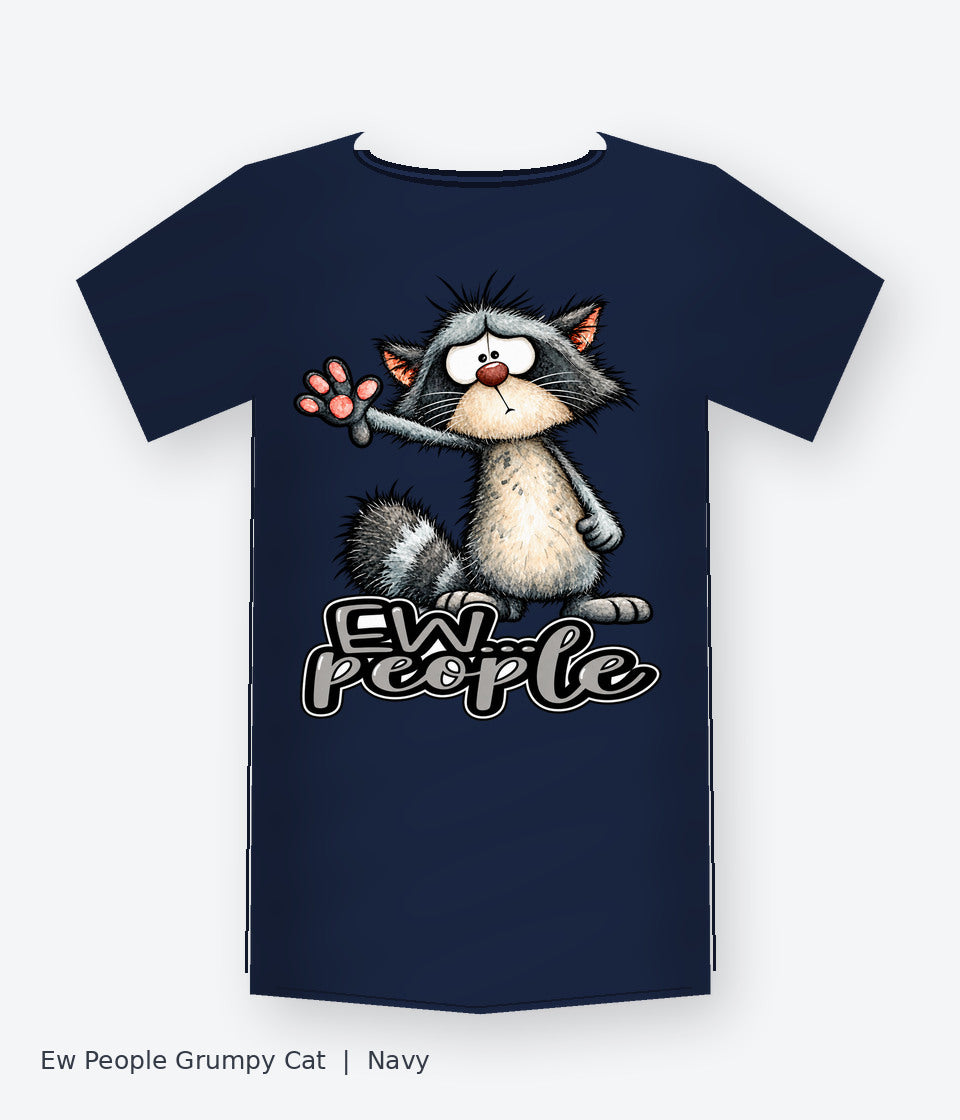 Ew People Grumpy Cat on navy T-shirt