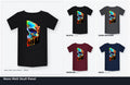 Neon Melt Skull Panel Rainbow Graphic T-Shirt color options collage