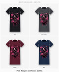 Pink Reaper and Roses Gothic Graphic T-Shirt four-color selection