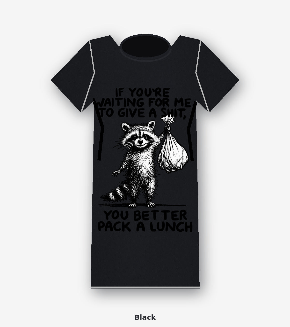 Midnight Trash Panda Raccoon Graphic T-Shirt Black