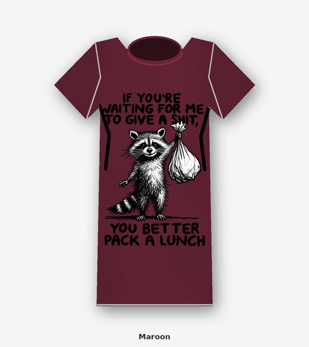 Midnight Trash Panda Raccoon Graphic T-Shirt Maroon