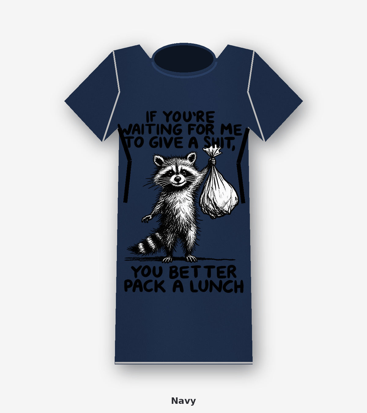 Midnight Trash Panda Raccoon Graphic T-Shirt Navy