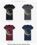 Still Here Under the Stars Skeleton Moon Graphic T-Shirt four-color selection